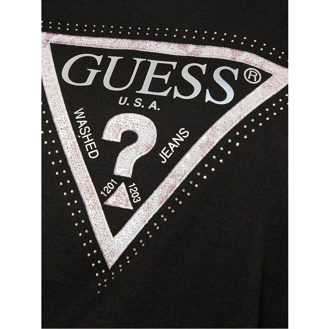 GUESS FELPA DONNA COTONE PRIMAVERA LOGO TRIANGOLO STRASS MAGLIA W5RQ09K8802