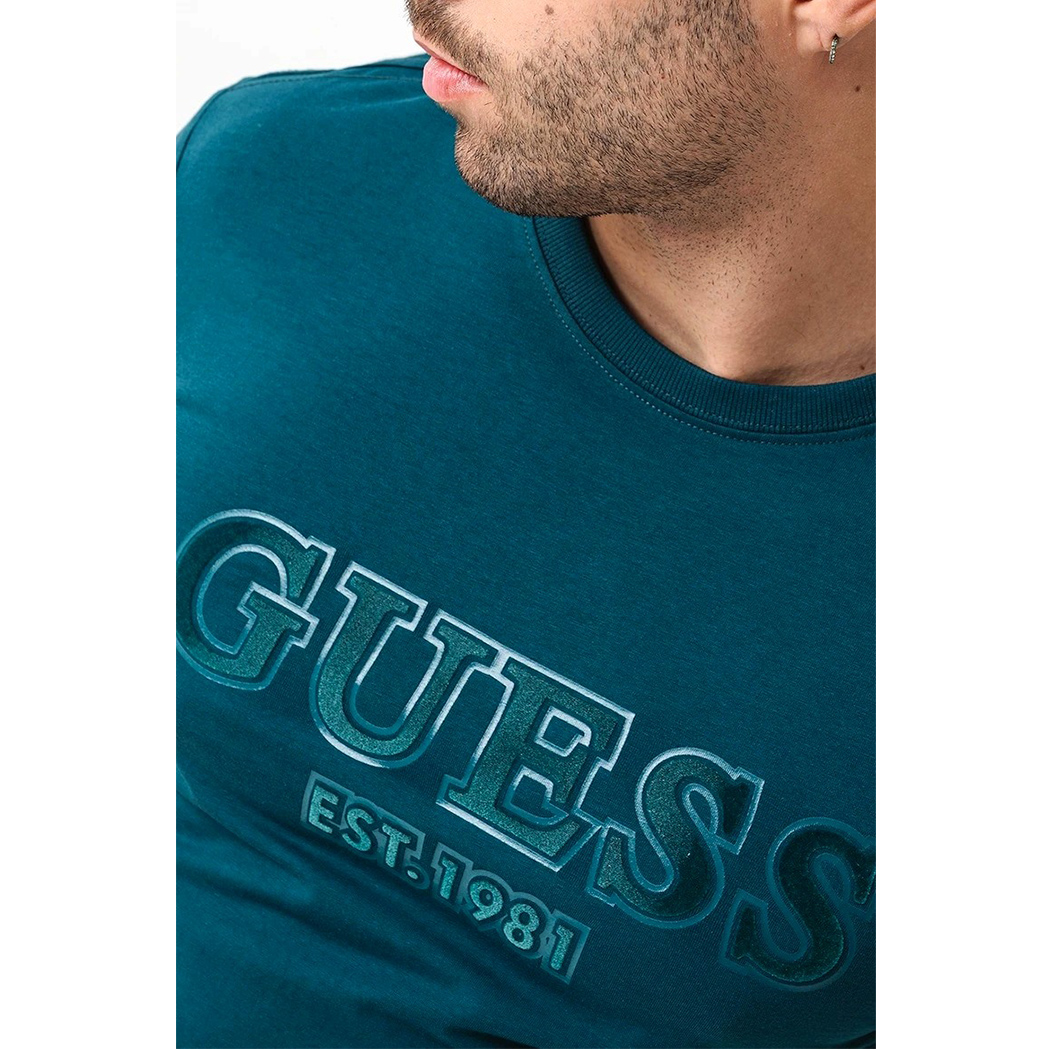 GUESS T-SHIRT UOMO MAGLIA COTONE JERSEY STRETCH LOGO MANICA LUNGA M5R13J1314