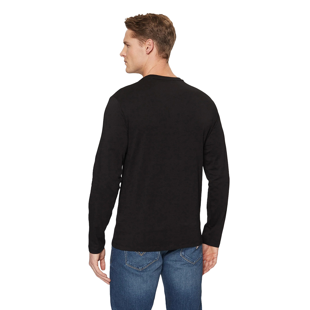 GUESS T-SHIRT UOMO MAGLIA COTONE JERSEY STRETCH LOGO MANICA LUNGA M5R13J1314