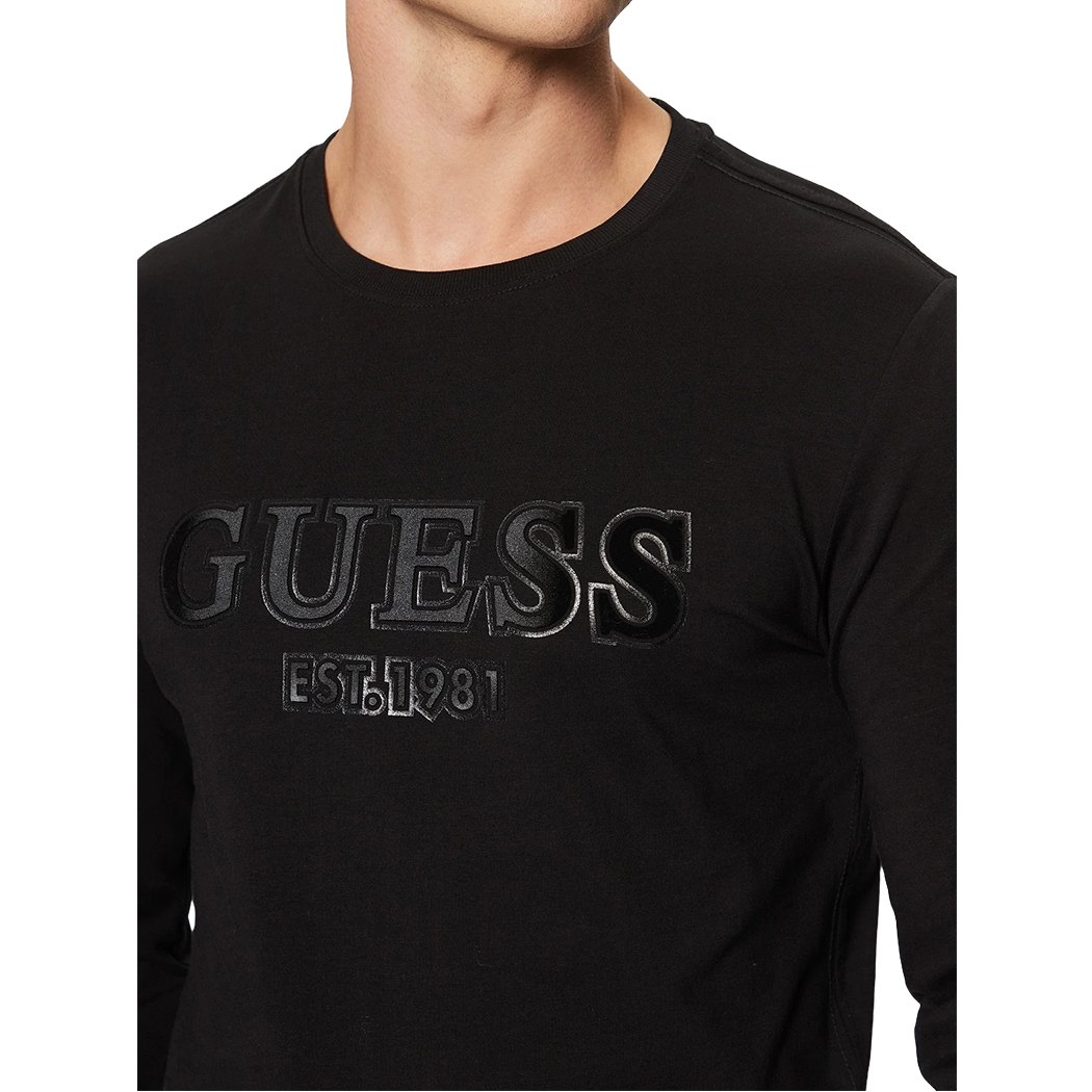 GUESS T-SHIRT UOMO MAGLIA COTONE JERSEY STRETCH LOGO MANICA LUNGA M5R13J1314