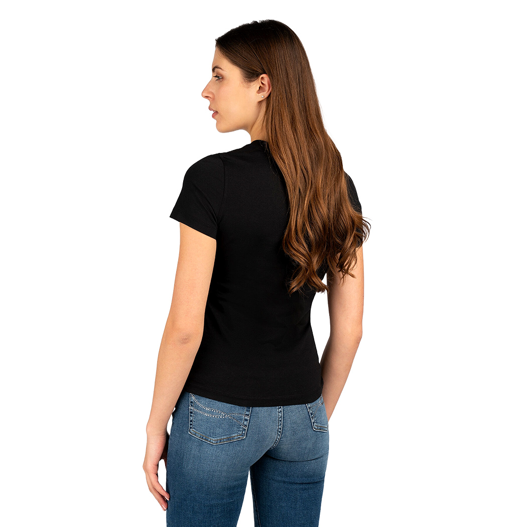 GUESS T-SHIRT MAGLIA MAGLIETTA DONNA LOGO FRONTALE TRIANGOLO STRASS W5RI10I3Z14