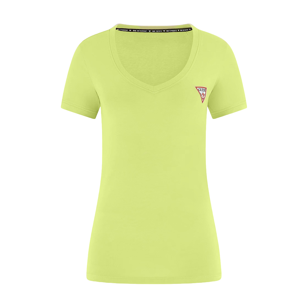 GUESS T-SHIRT MAGLIA MAGLIETTA DONNA UNITA SCOLLO V PUNTA MINI LOGO W2YI45J1314