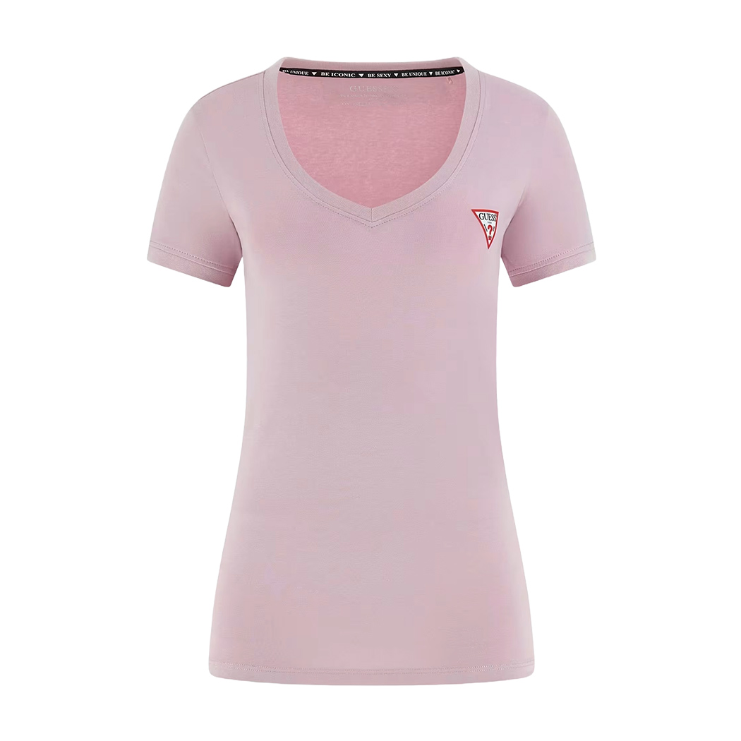 GUESS T-SHIRT MAGLIA MAGLIETTA DONNA UNITA SCOLLO V PUNTA MINI LOGO W2YI45J1314