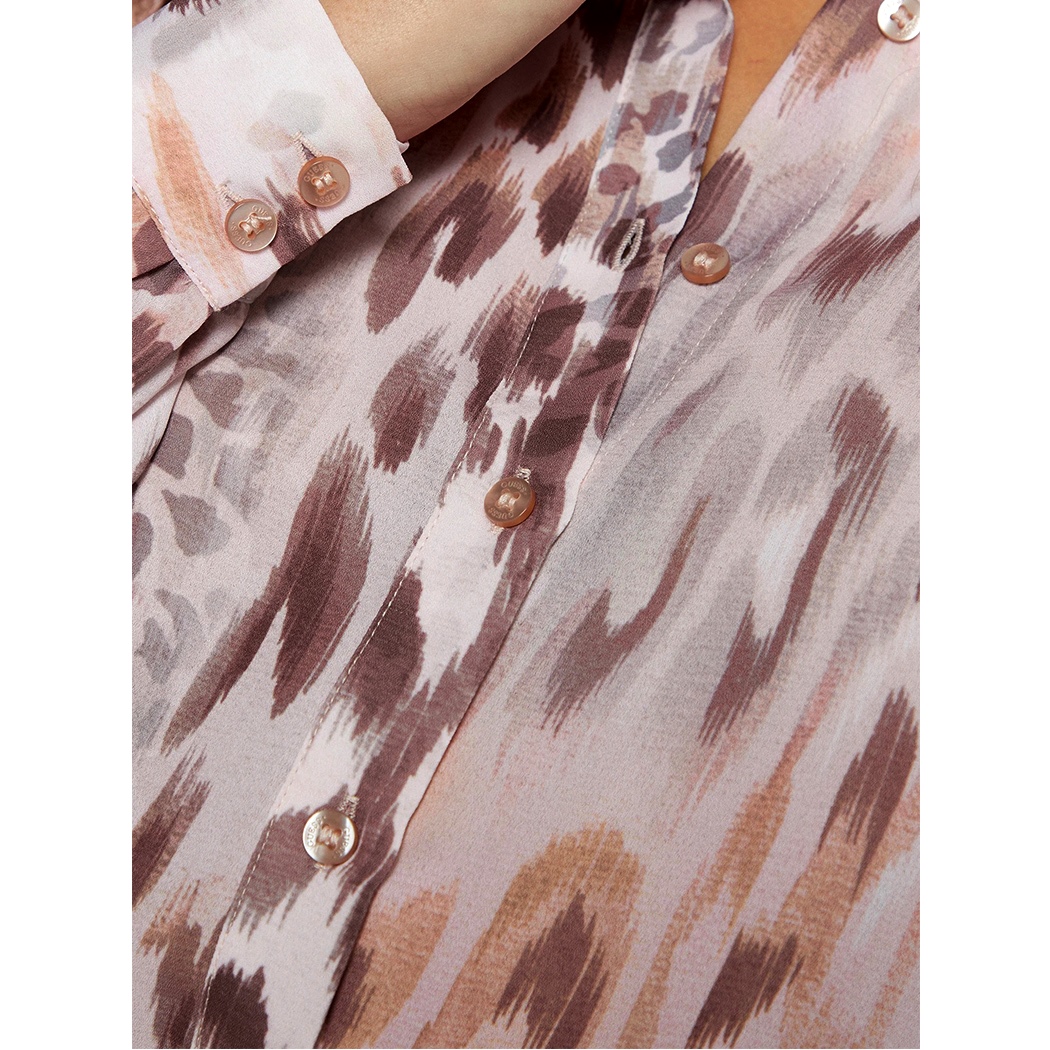 GUESS CAMICIA DONNA CON FANTASIA MACULATA GEORGETTE T-SHIRT BLOUSE W4BH56WGLA2