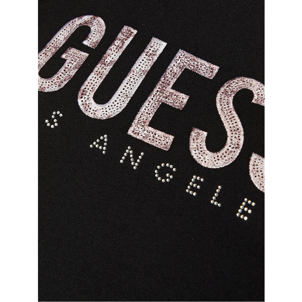 GUESS T-SHIRT MAGLIA MAGLIETTA DONNA LOGO FRONTALE PAILLETTES STRASS W5RI19I3Z14