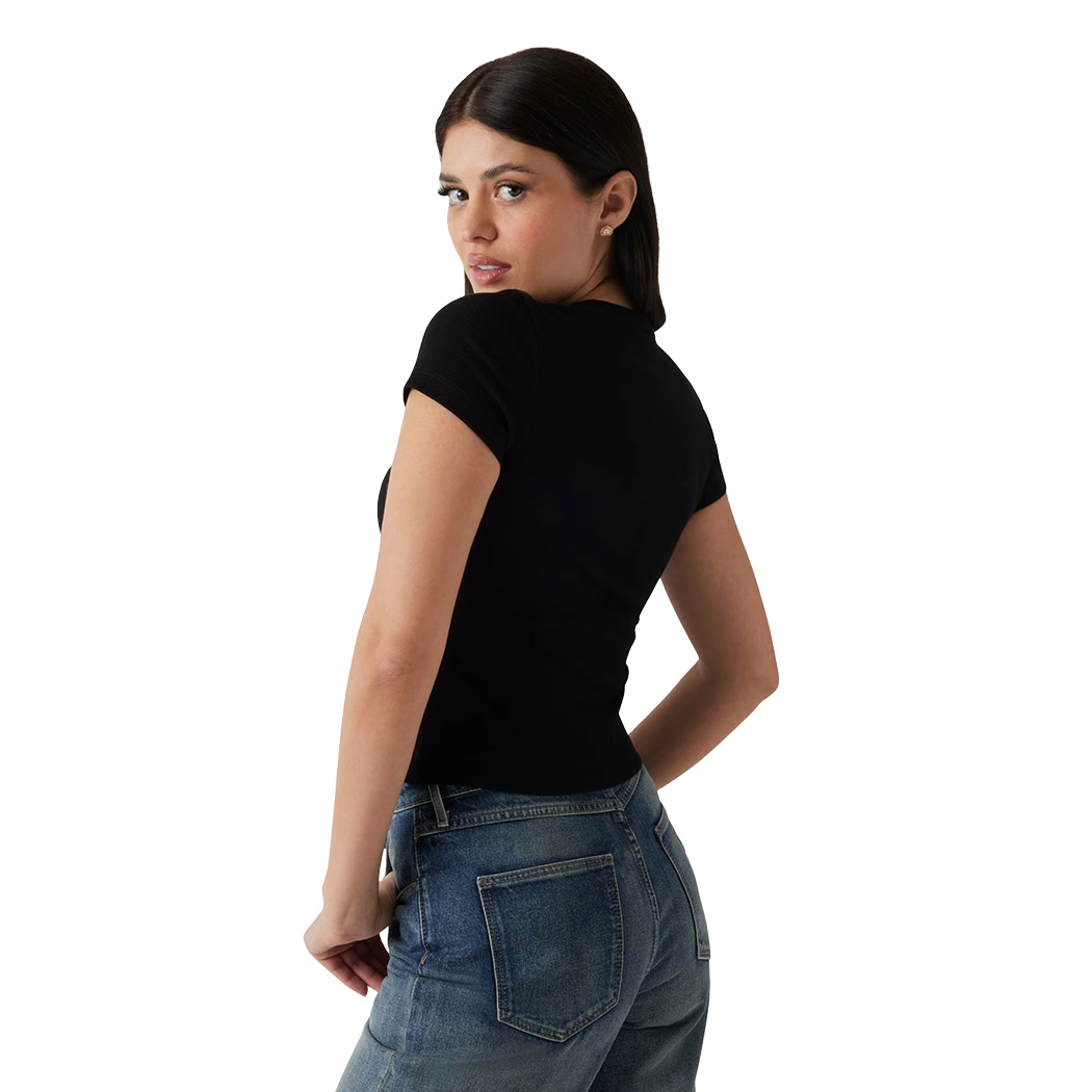 GUESS T-SHIRT MAGLIA MAGLIETTA DONNA LOGO CON BORCHIE COSTINE CORTA W5RI68KA0H1