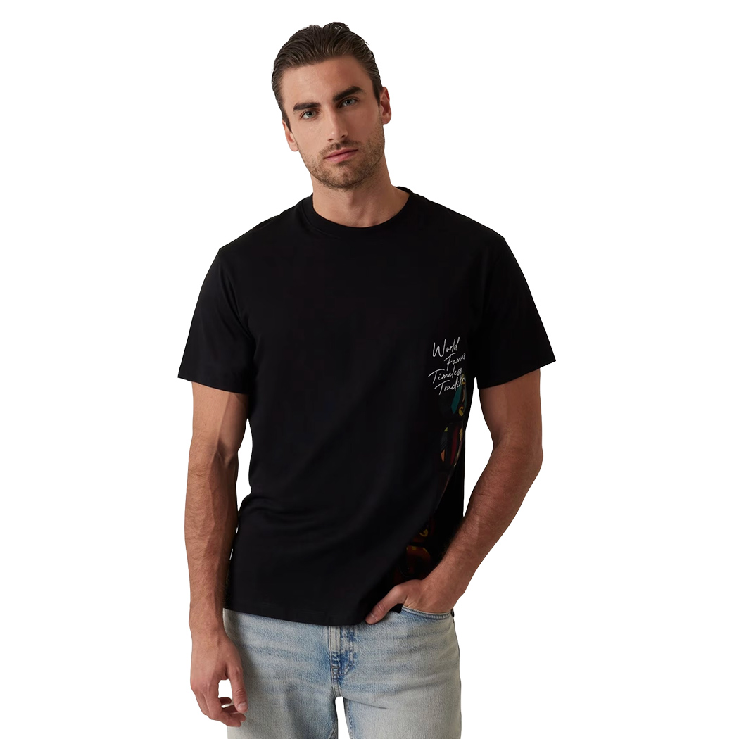 GUESS T-SHIRT UOMO MAGLIA COTONE JERSEY STRETCH LOGO VERTICALE M5RI01KCHA1