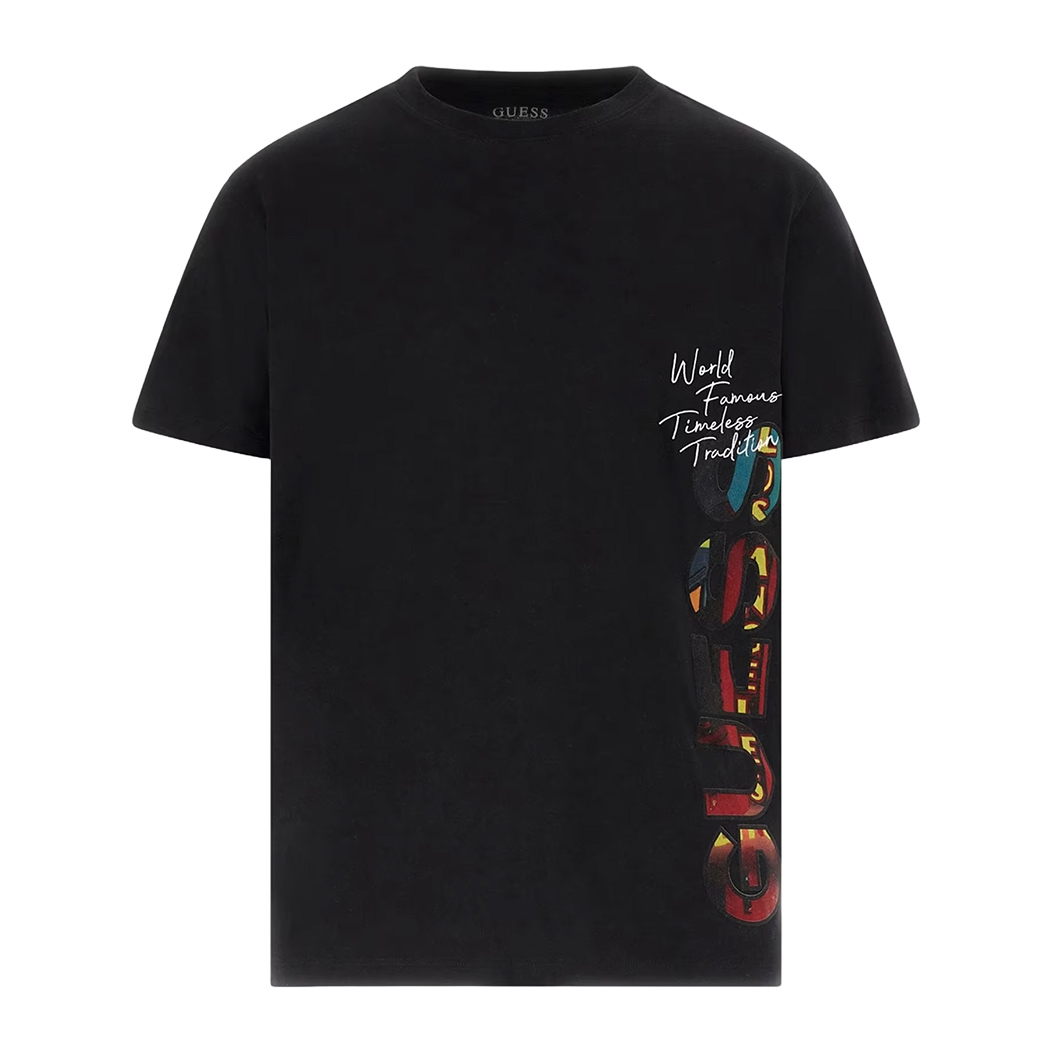 GUESS T-SHIRT UOMO MAGLIA COTONE JERSEY STRETCH LOGO VERTICALE M5RI01KCHA1