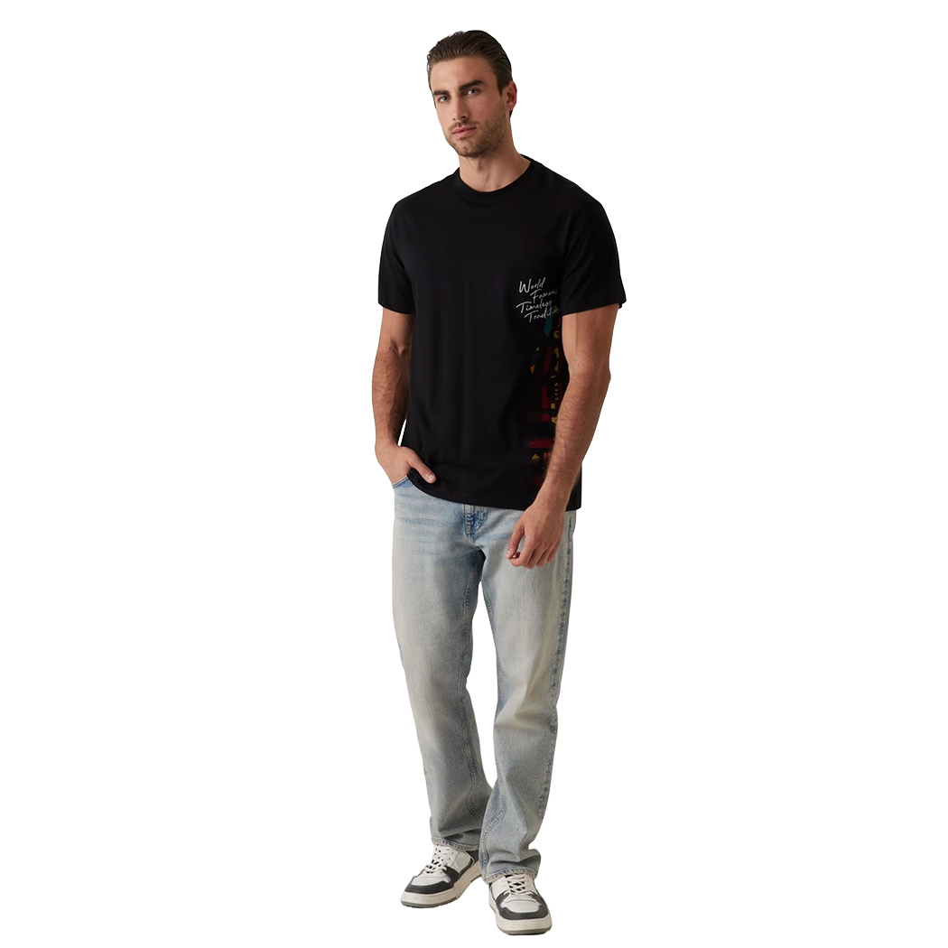 GUESS T-SHIRT UOMO MAGLIA COTONE JERSEY STRETCH LOGO VERTICALE M5RI01KCHA1