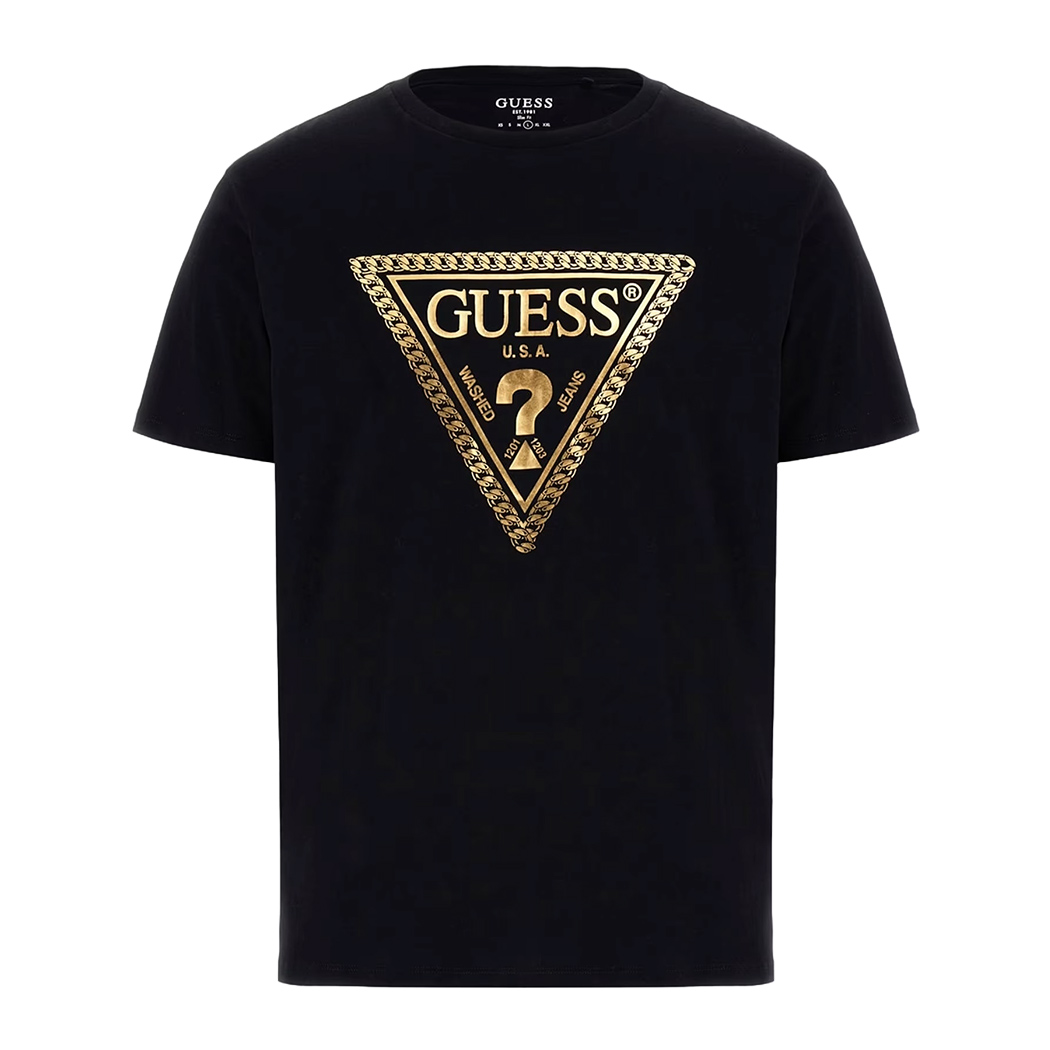GUESS T-SHIRT UOMO MAGLIA COTONE JERSEY LOGO TRIANGOLO CATENA M5RI49K9RM1