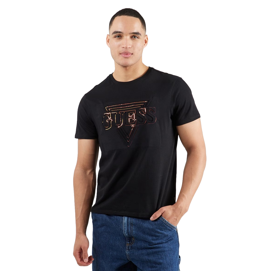 GUESS T-SHIRT UOMO MAGLIA COTONE JERSEY LOGO TRIANGOLO IN RILIEVO M5RI62K9RM1