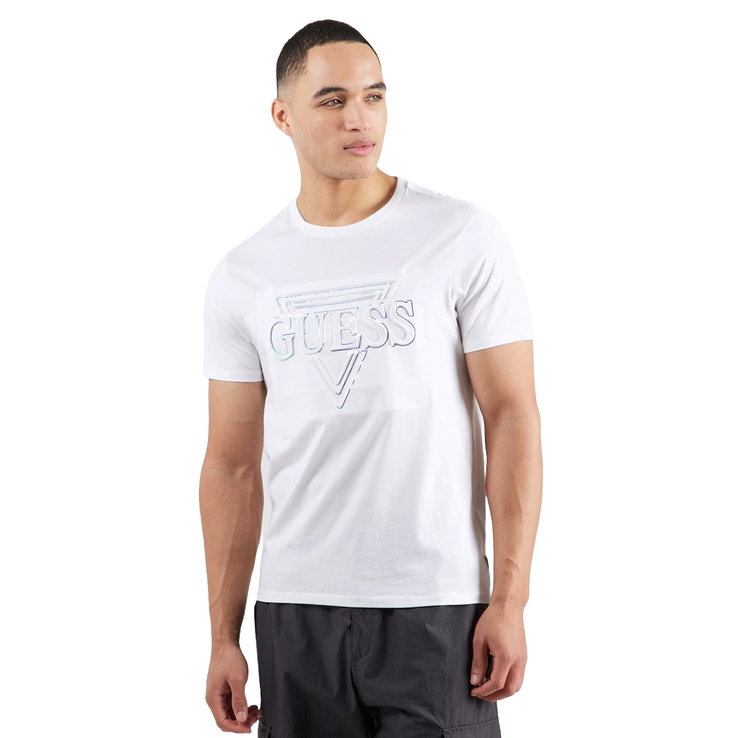 GUESS T-SHIRT UOMO MAGLIA COTONE JERSEY LOGO TRIANGOLO IN RILIEVO M5RI62K9RM1