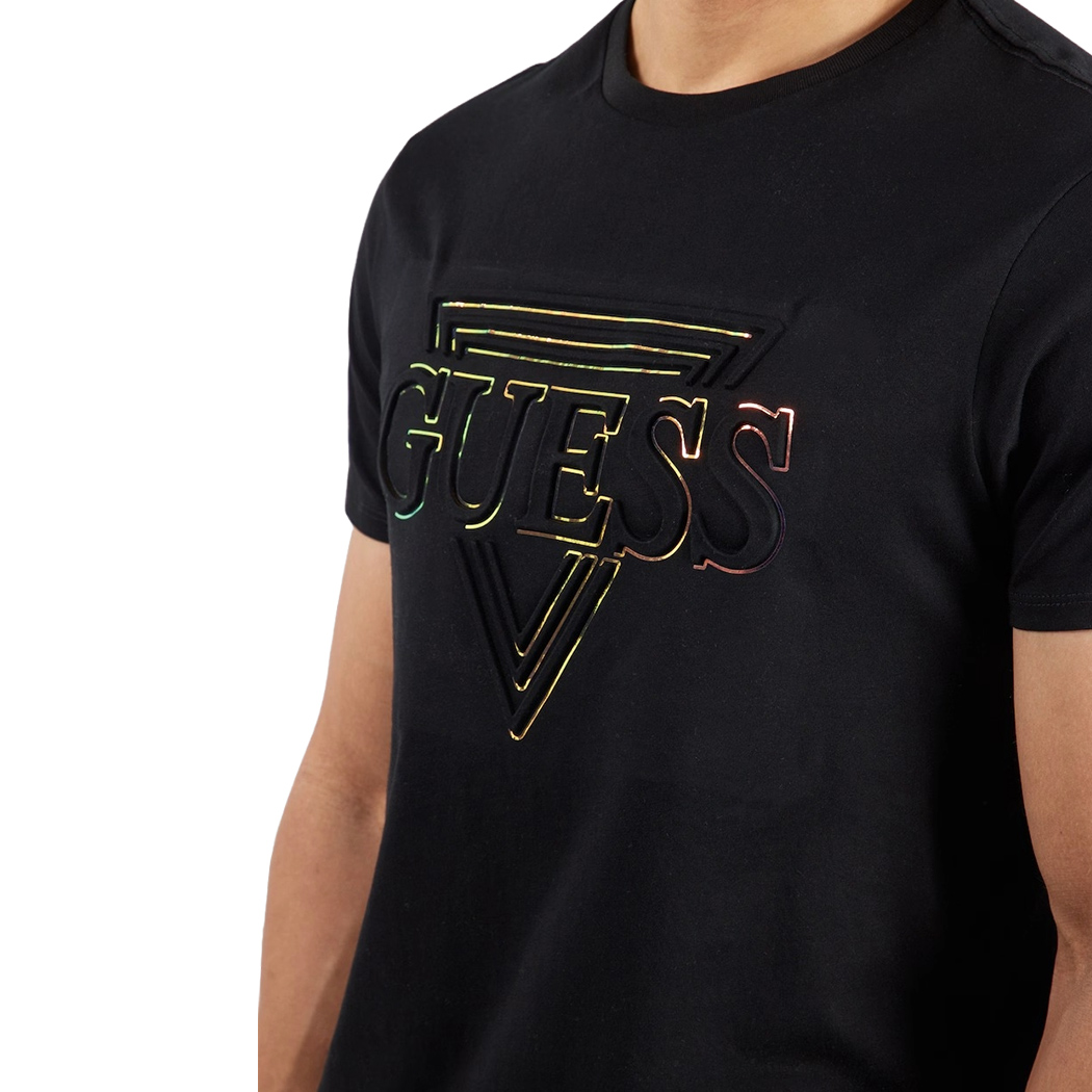 GUESS T-SHIRT UOMO MAGLIA COTONE JERSEY LOGO TRIANGOLO IN RILIEVO M5RI62K9RM1