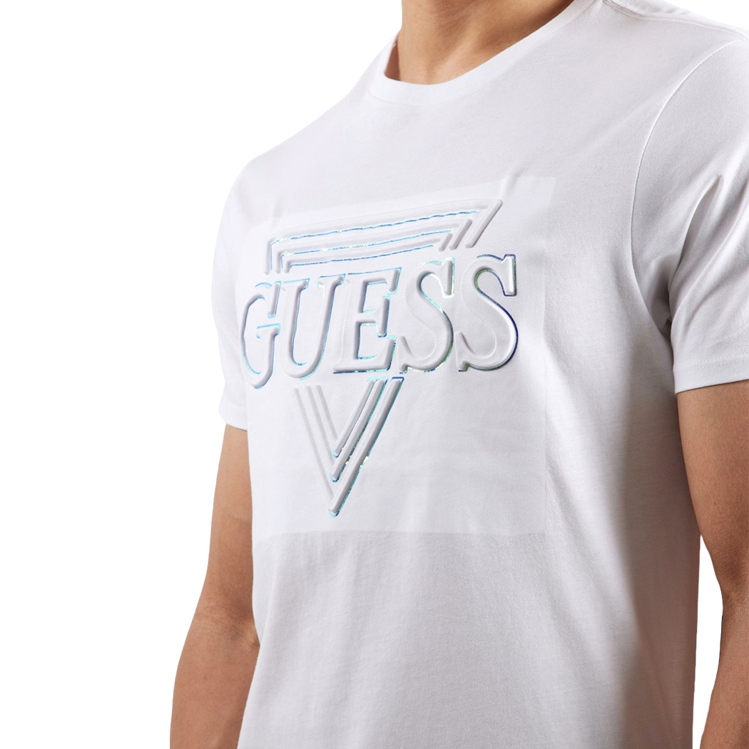 GUESS T-SHIRT UOMO MAGLIA COTONE JERSEY LOGO TRIANGOLO IN RILIEVO M5RI62K9RM1