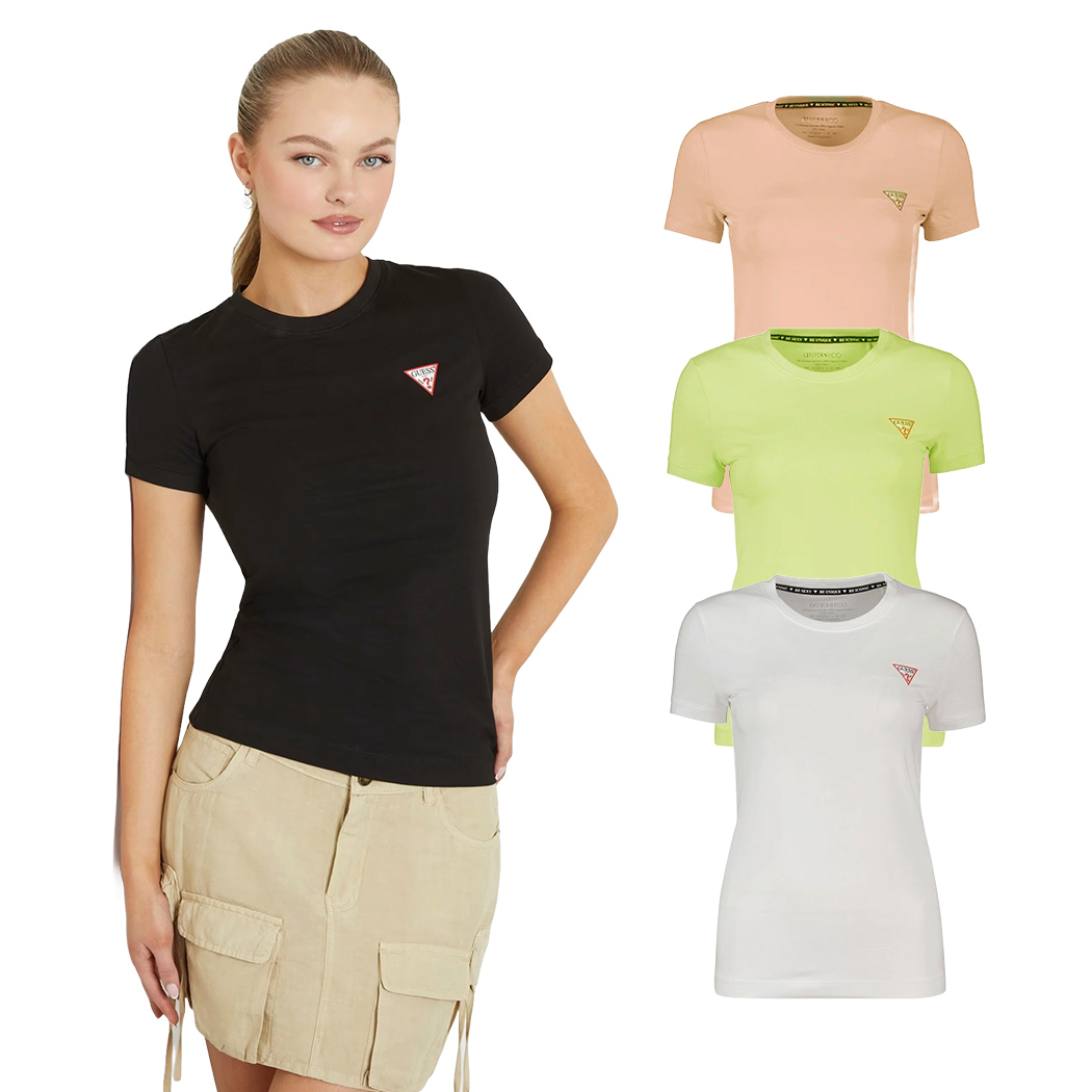 GUESS T-SHIRT MAGLIA MAGLIETTA DONNA UNITA GIROCOLLO MINI LOGO W2YI44J1314