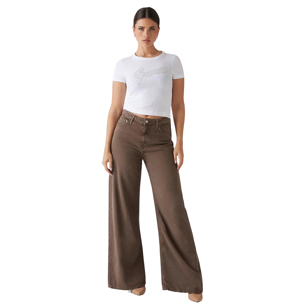 GUESS JEANS PANTALONI DONNA WIDE LEG BELLFLOWER GAMBA LARGA COMODI W5RA82WFD53