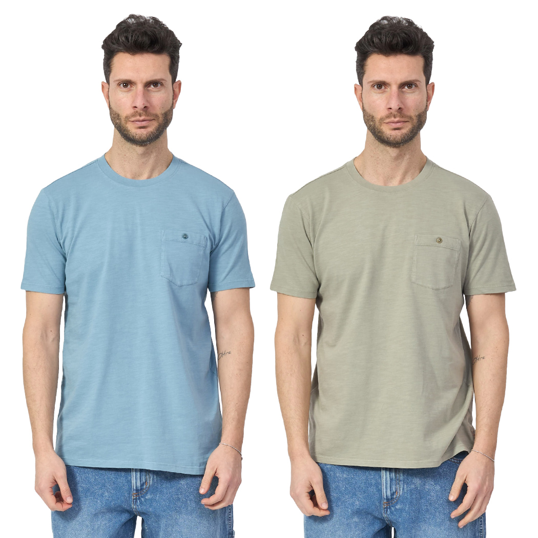 GUESS T-SHIRT UOMO COTONE FIAMMATO CON TASCHINO COMODA COMFORT M5GP23KC6U1