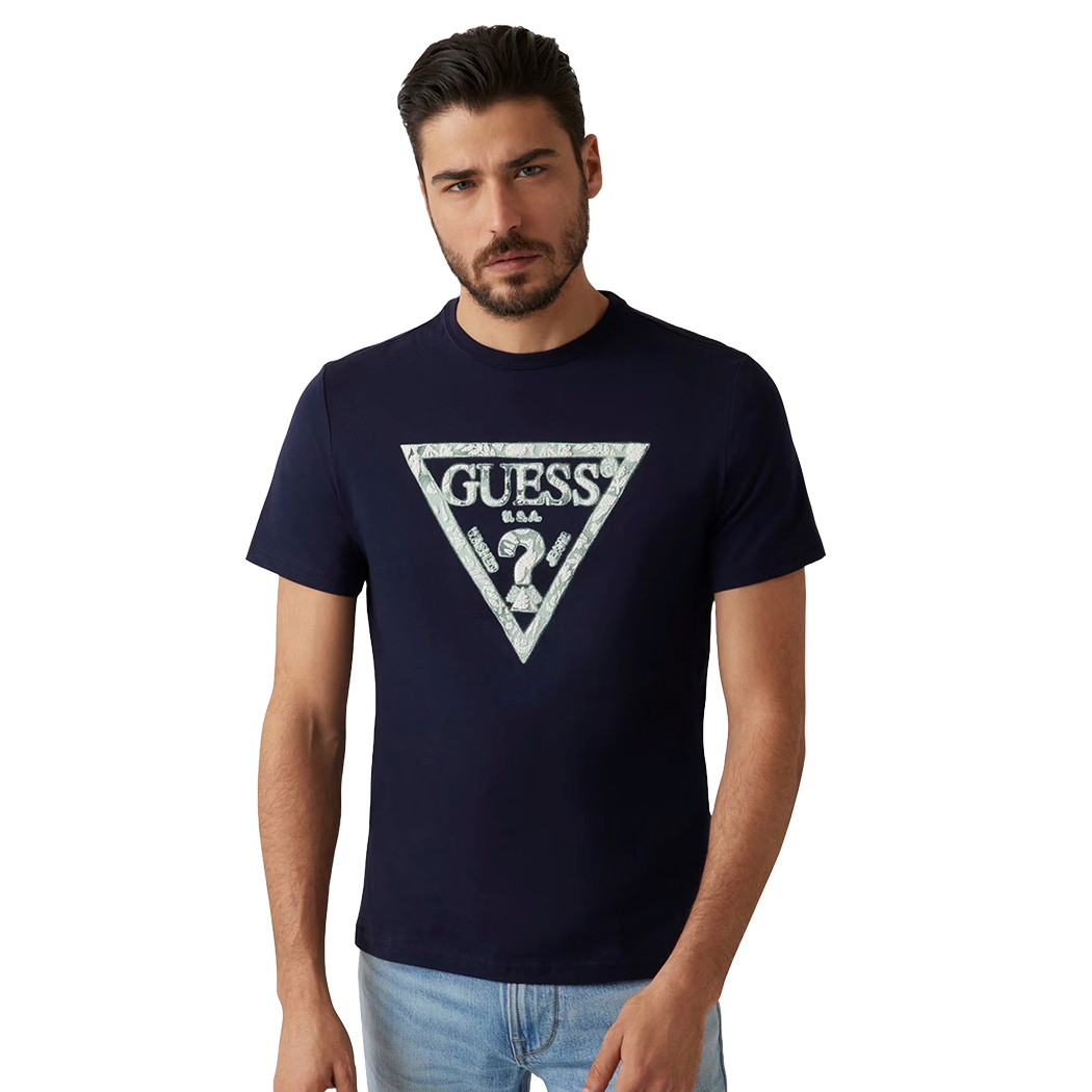 GUESS T-SHIRT UOMO MAGLIA COTONE JERSEY STRETCH LOGO TRIANGOLO SPORT M5GI06I3Z14