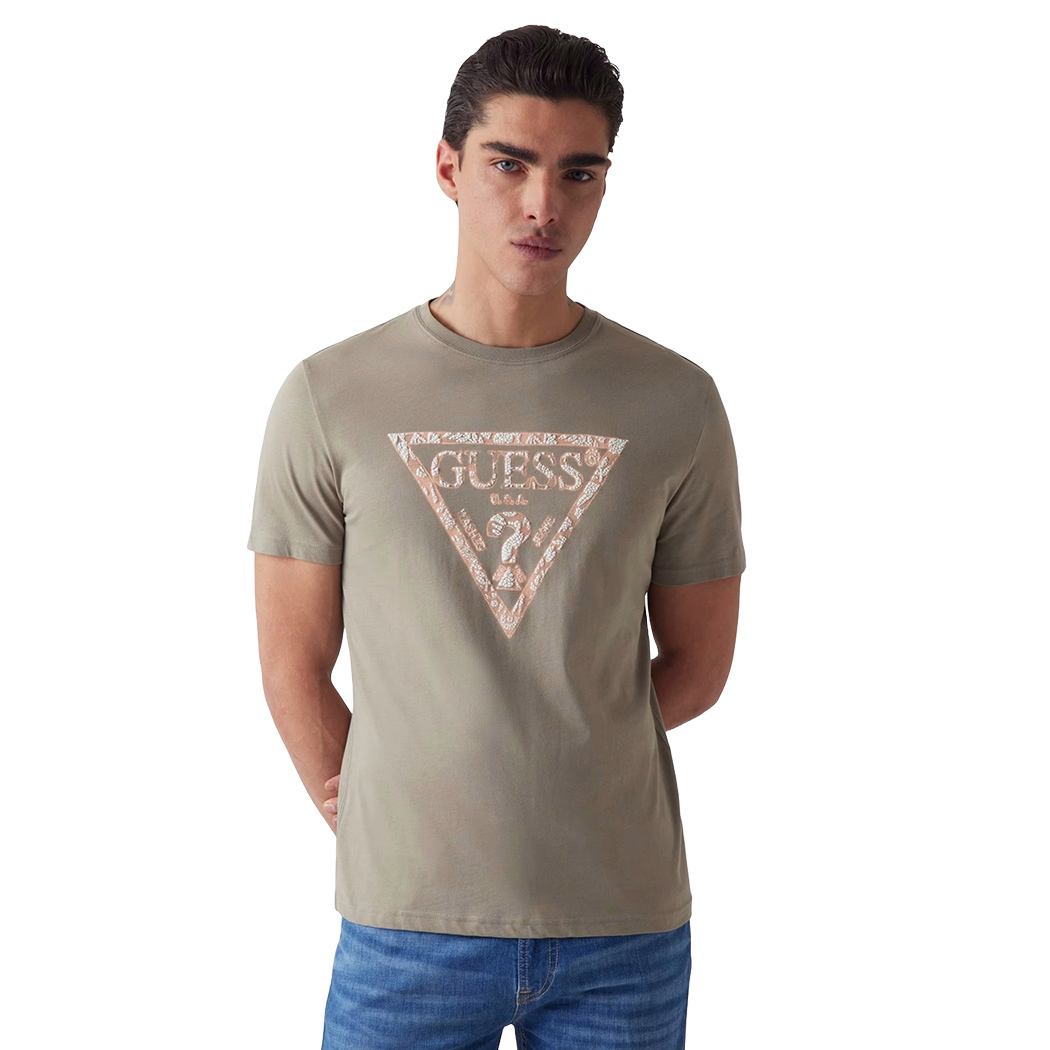 GUESS T-SHIRT UOMO MAGLIA COTONE JERSEY STRETCH LOGO TRIANGOLO SPORT M5GI06I3Z14