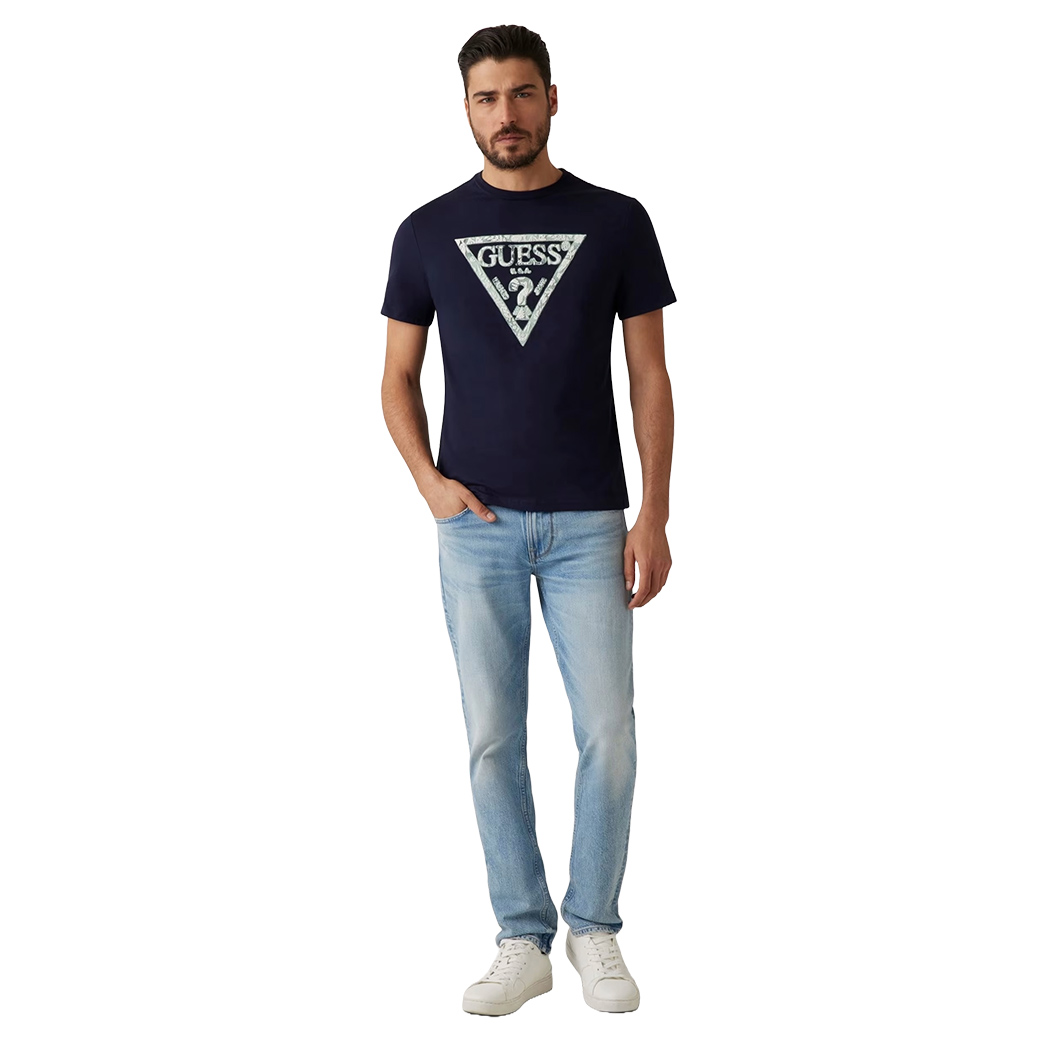 GUESS T-SHIRT UOMO MAGLIA COTONE JERSEY STRETCH LOGO TRIANGOLO SPORT M5GI06I3Z14