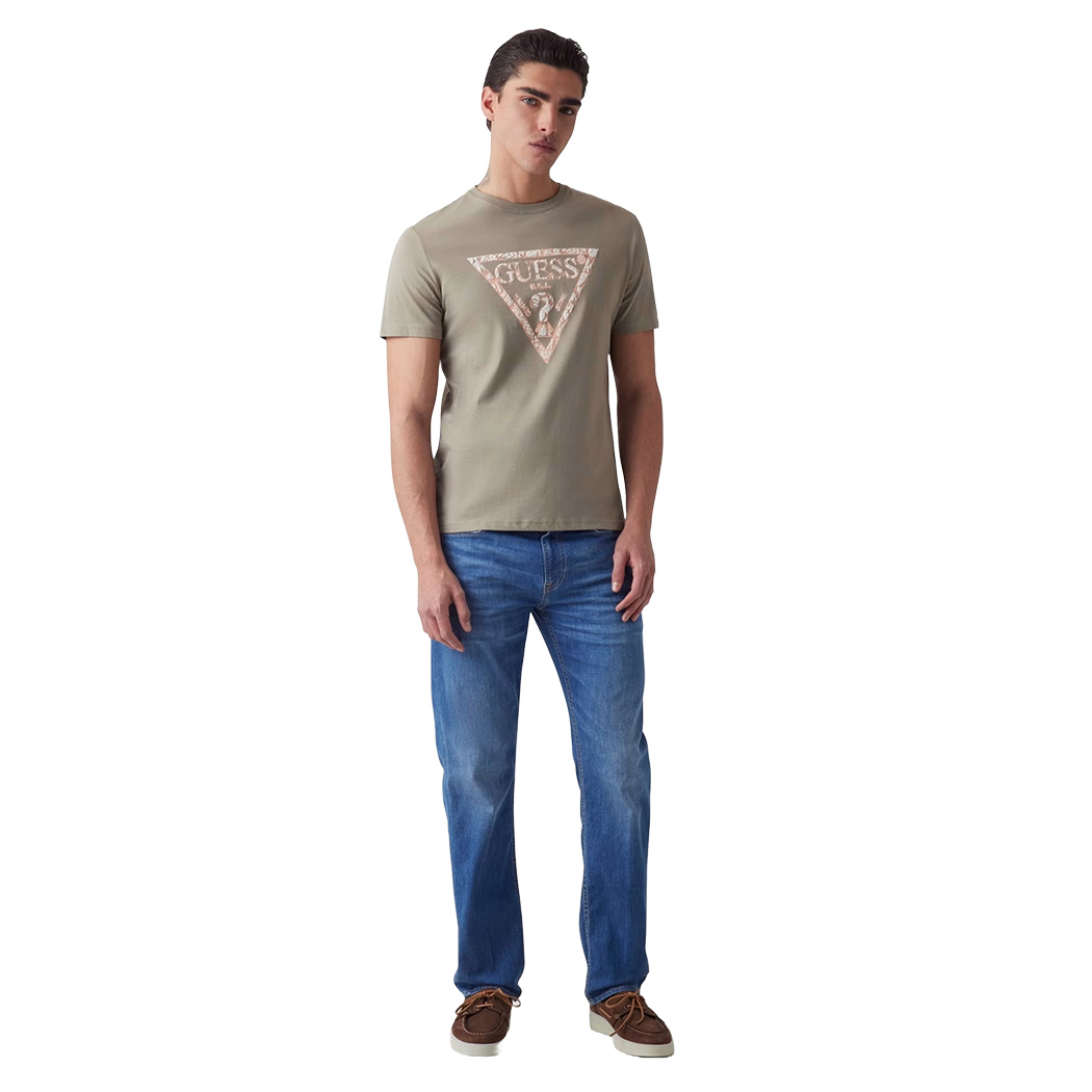 GUESS T-SHIRT UOMO MAGLIA COTONE JERSEY STRETCH LOGO TRIANGOLO SPORT M5GI06I3Z14
