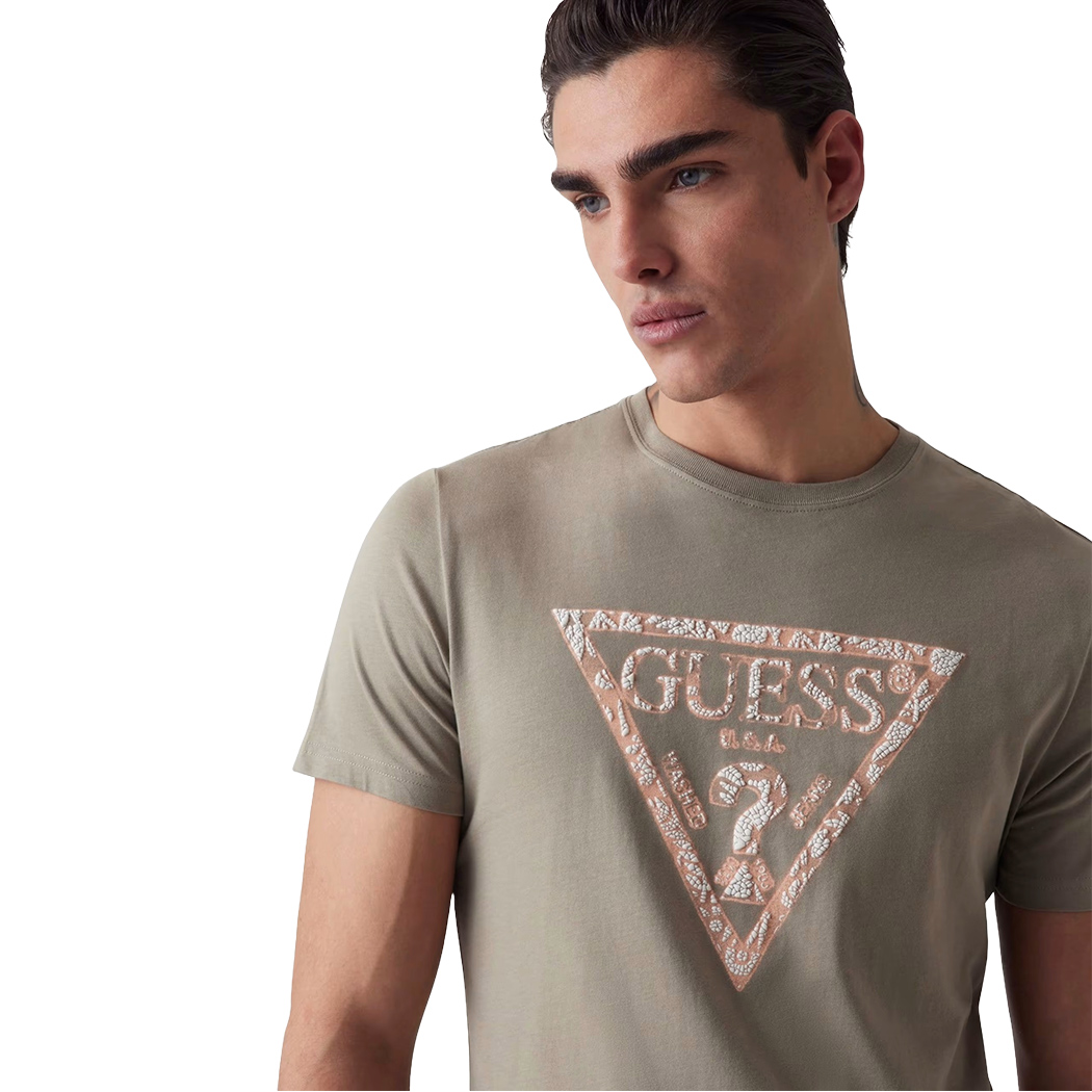 GUESS T-SHIRT UOMO MAGLIA COTONE JERSEY STRETCH LOGO TRIANGOLO SPORT M5GI06I3Z14