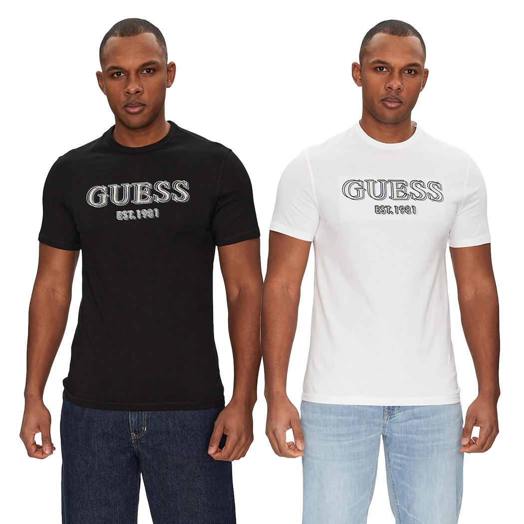 GUESS T-SHIRT UOMO MAGLIA COTONE JERSEY STRETCH LOGO FRONTALE SPORT M5GI07I3Z14