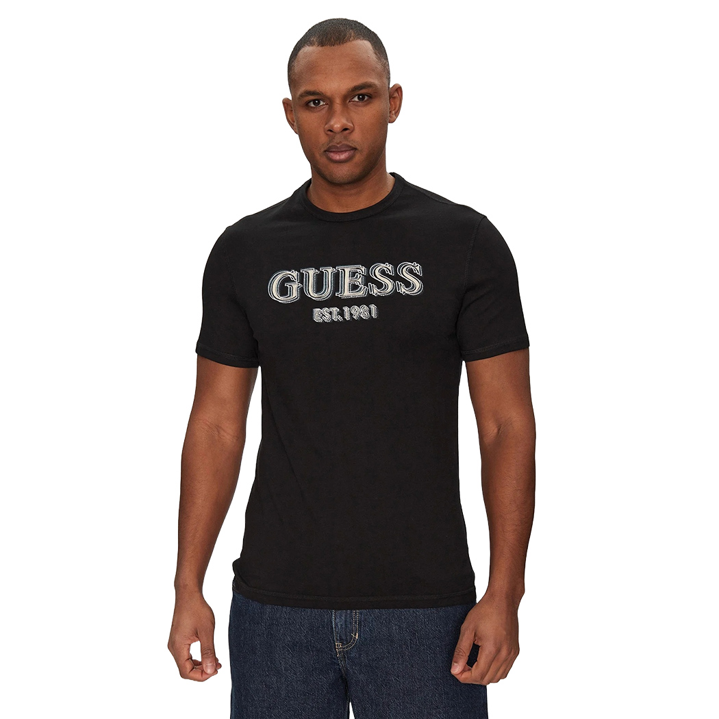 GUESS T-SHIRT UOMO MAGLIA COTONE JERSEY STRETCH LOGO FRONTALE SPORT M5GI07I3Z14