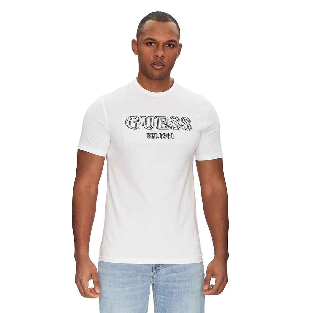 GUESS T-SHIRT UOMO MAGLIA COTONE JERSEY STRETCH LOGO FRONTALE SPORT M5GI07I3Z14