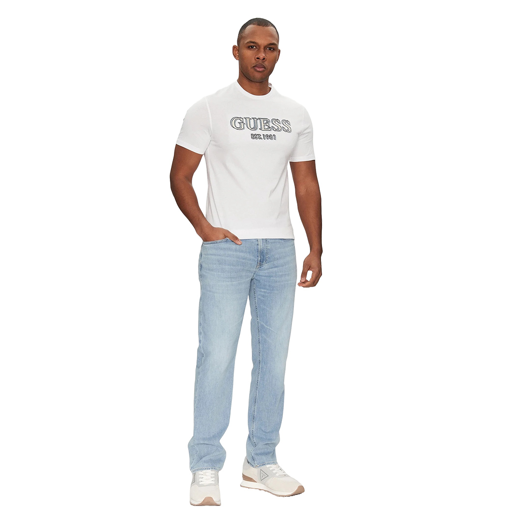 GUESS T-SHIRT UOMO MAGLIA COTONE JERSEY STRETCH LOGO FRONTALE SPORT M5GI07I3Z14