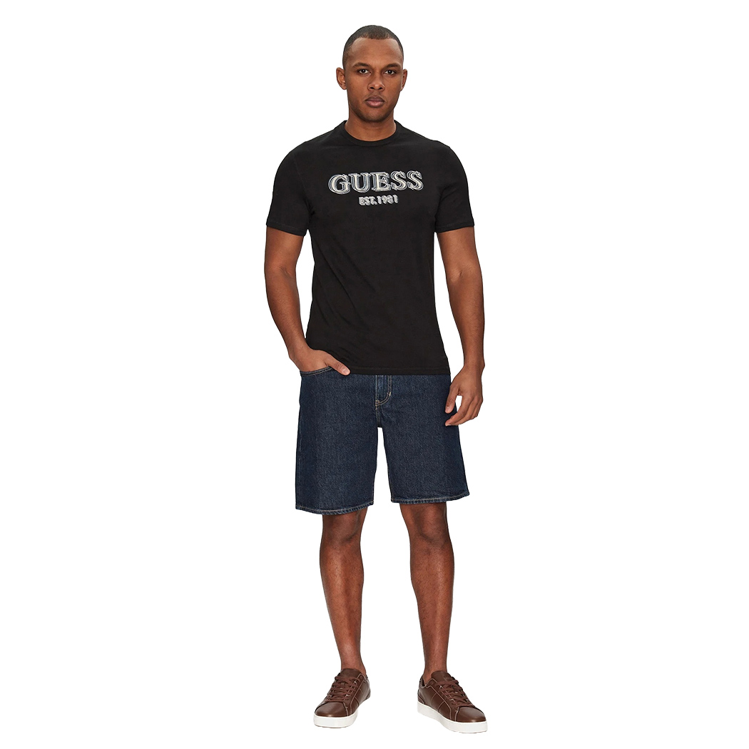 GUESS T-SHIRT UOMO MAGLIA COTONE JERSEY STRETCH LOGO FRONTALE SPORT M5GI07I3Z14