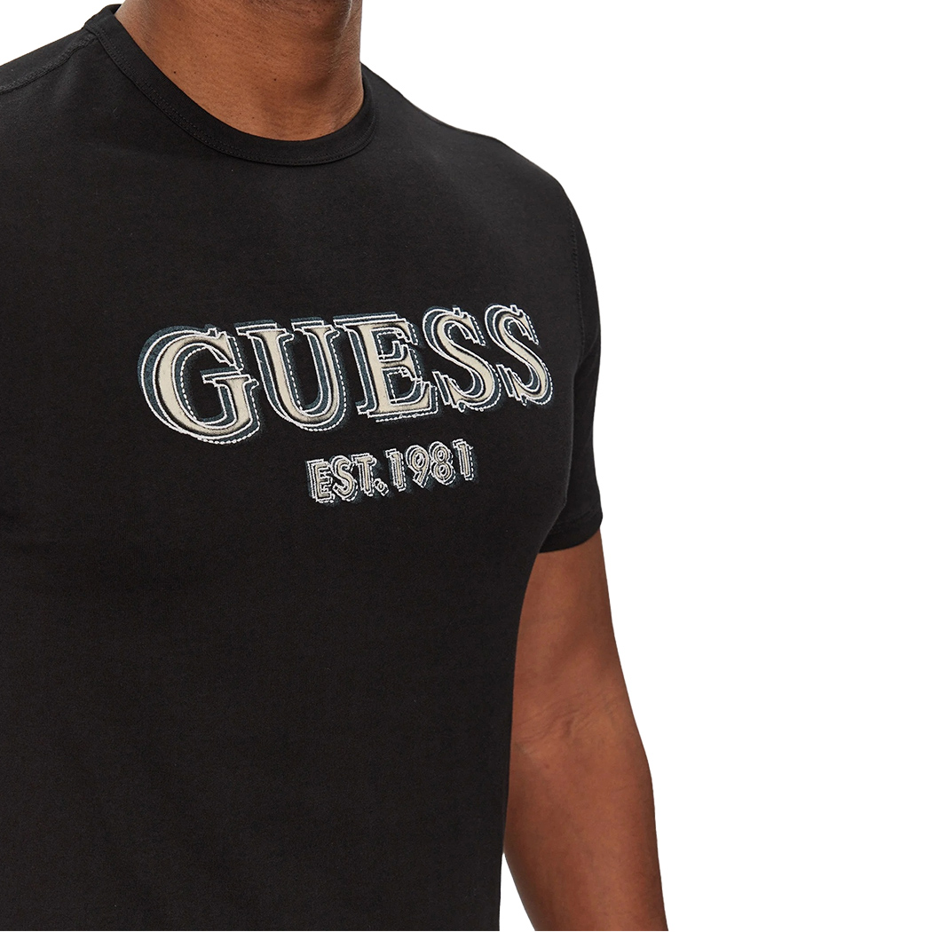 GUESS T-SHIRT UOMO MAGLIA COTONE JERSEY STRETCH LOGO FRONTALE SPORT M5GI07I3Z14