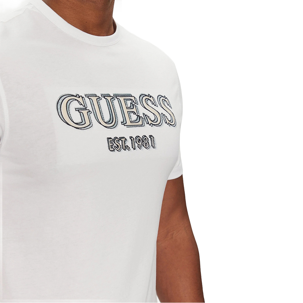 GUESS T-SHIRT UOMO MAGLIA COTONE JERSEY STRETCH LOGO FRONTALE SPORT M5GI07I3Z14
