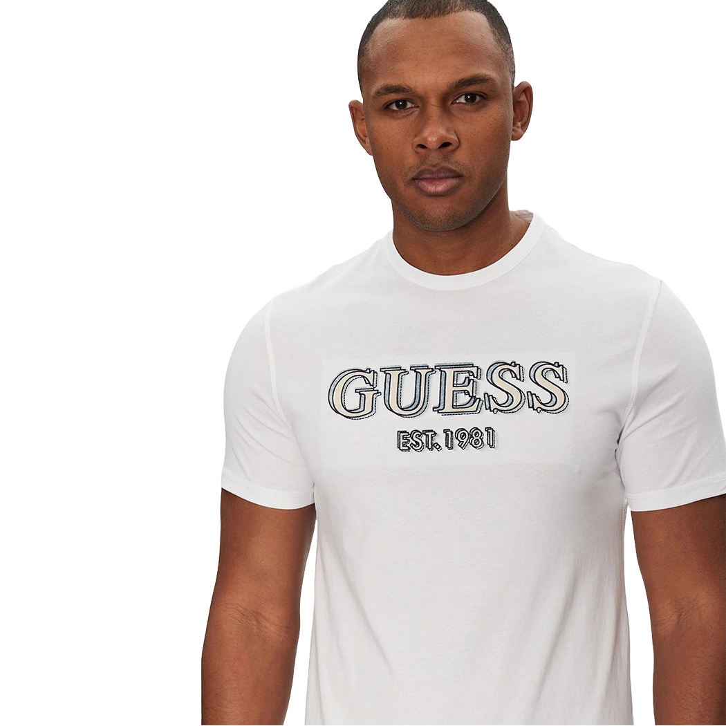 GUESS T-SHIRT UOMO MAGLIA COTONE JERSEY STRETCH LOGO FRONTALE SPORT M5GI07I3Z14