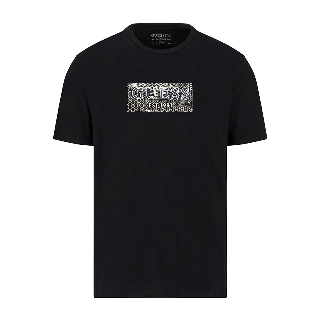 GUESS T-SHIRT UOMO MAGLIA COTONE JERSEY STRETCH LOGO FRONTALE SPORT M5GI19J1314