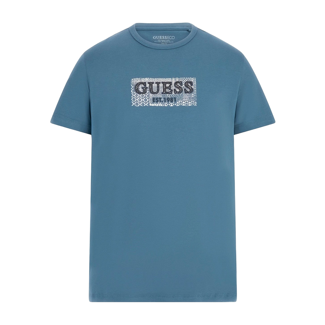 GUESS T-SHIRT UOMO MAGLIA COTONE JERSEY STRETCH LOGO FRONTALE SPORT M5GI19J1314