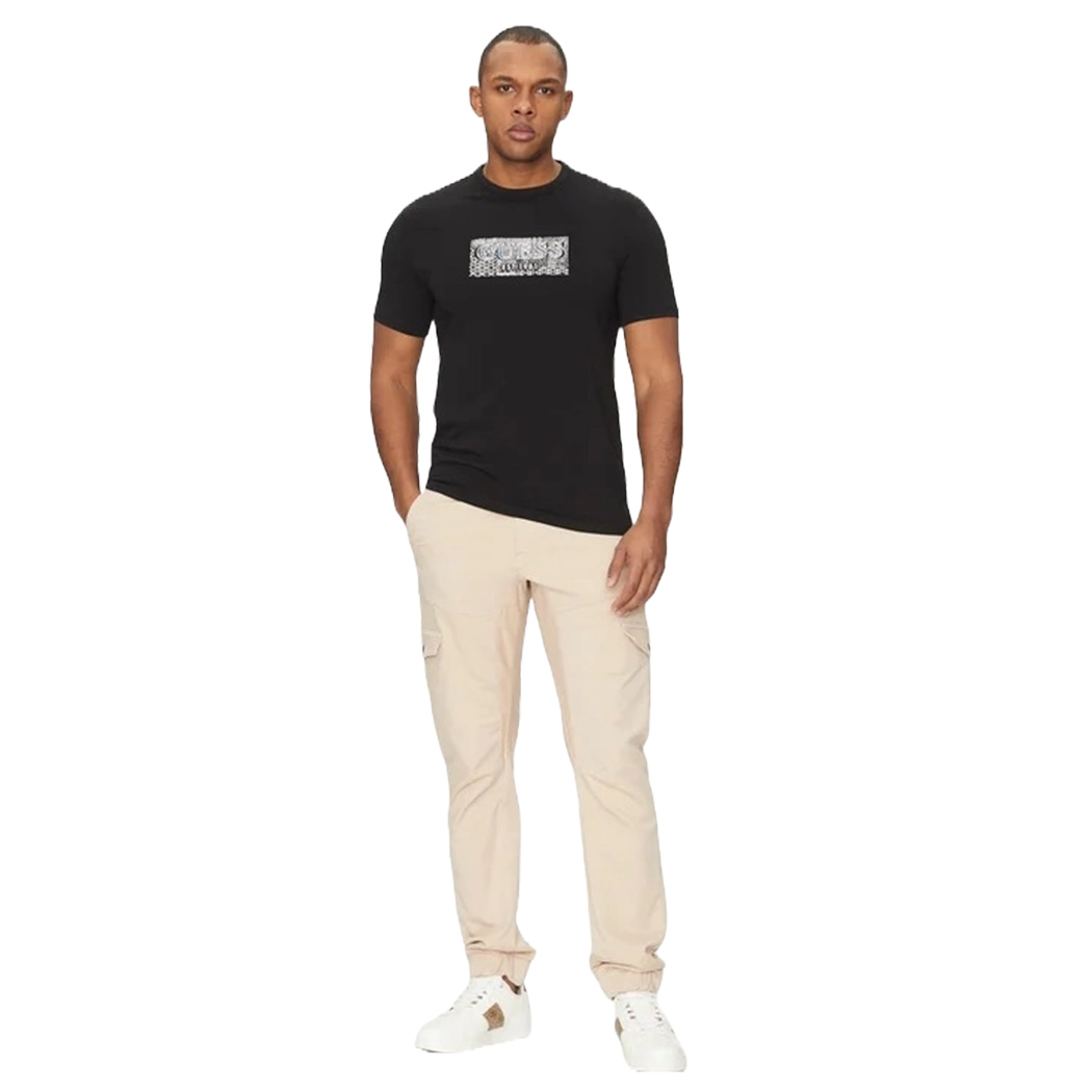 GUESS T-SHIRT UOMO MAGLIA COTONE JERSEY STRETCH LOGO FRONTALE SPORT M5GI19J1314