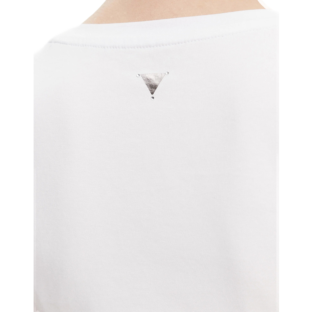 GUESS T-SHIRT MAGLIA MAGLIETTA DONNA LOGO FRONTALE STRASS GIRL W5GI08J1314