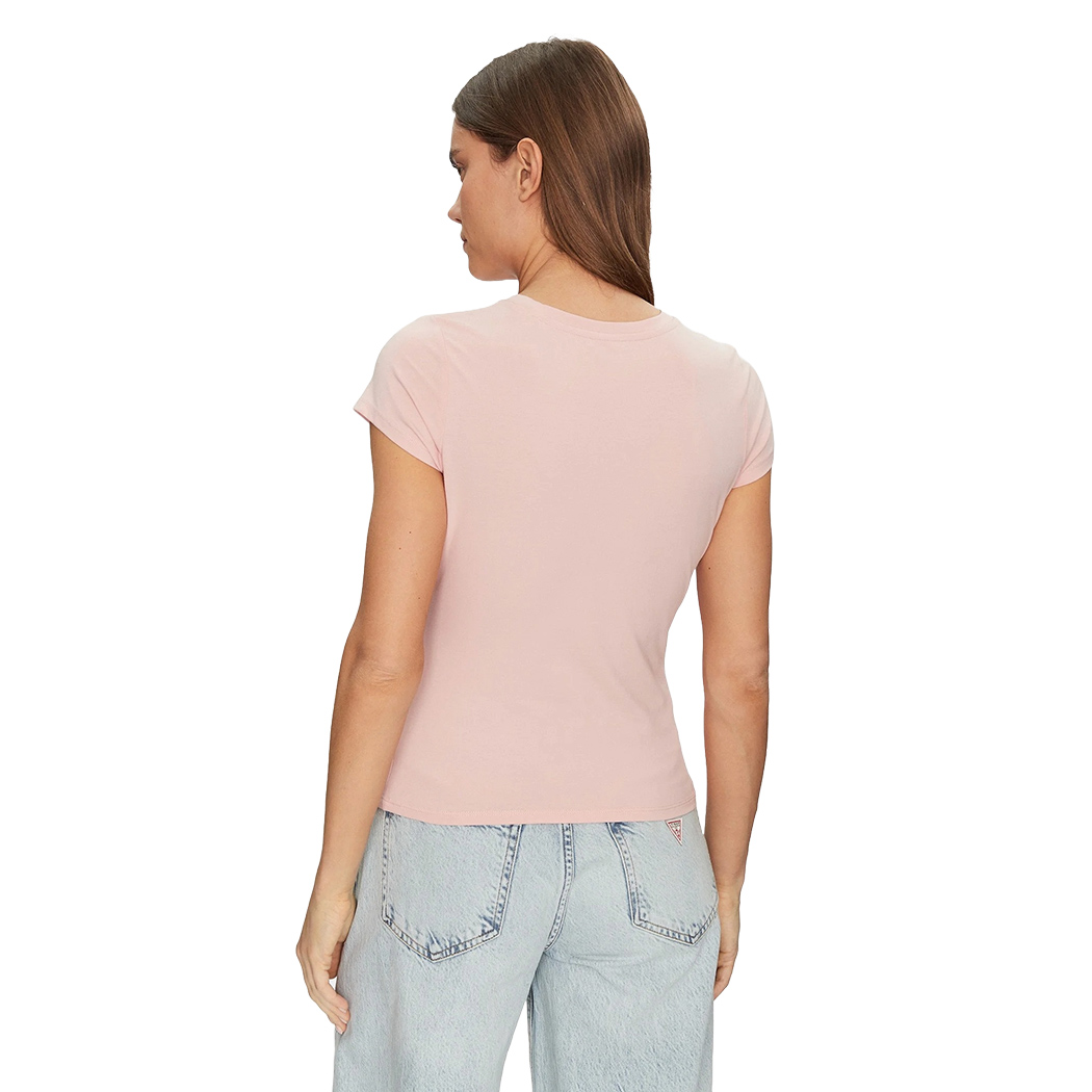 GUESS T-SHIRT MAGLIA MAGLIETTA DONNA LOGO FRONTALE BRILLANTINI CORTA W5GI42J1314