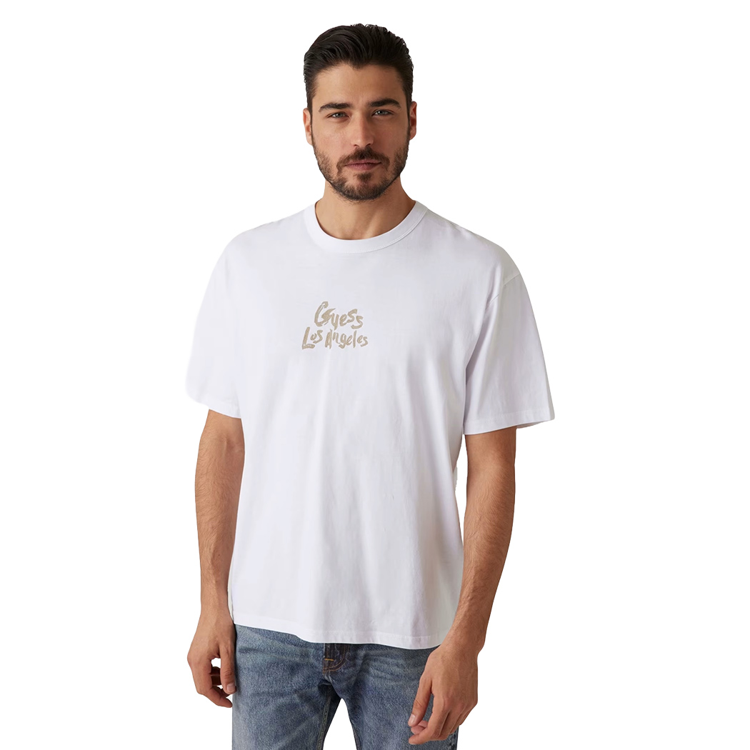 GUESS T-SHIRT UOMO MAGLIA COTONE OVERSIZE JERSEY LOGO FRONTALE M5GI13K8FQ4