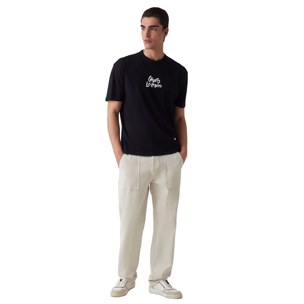 GUESS T-SHIRT UOMO MAGLIA COTONE OVERSIZE JERSEY LOGO FRONTALE M5GI13K8FQ4