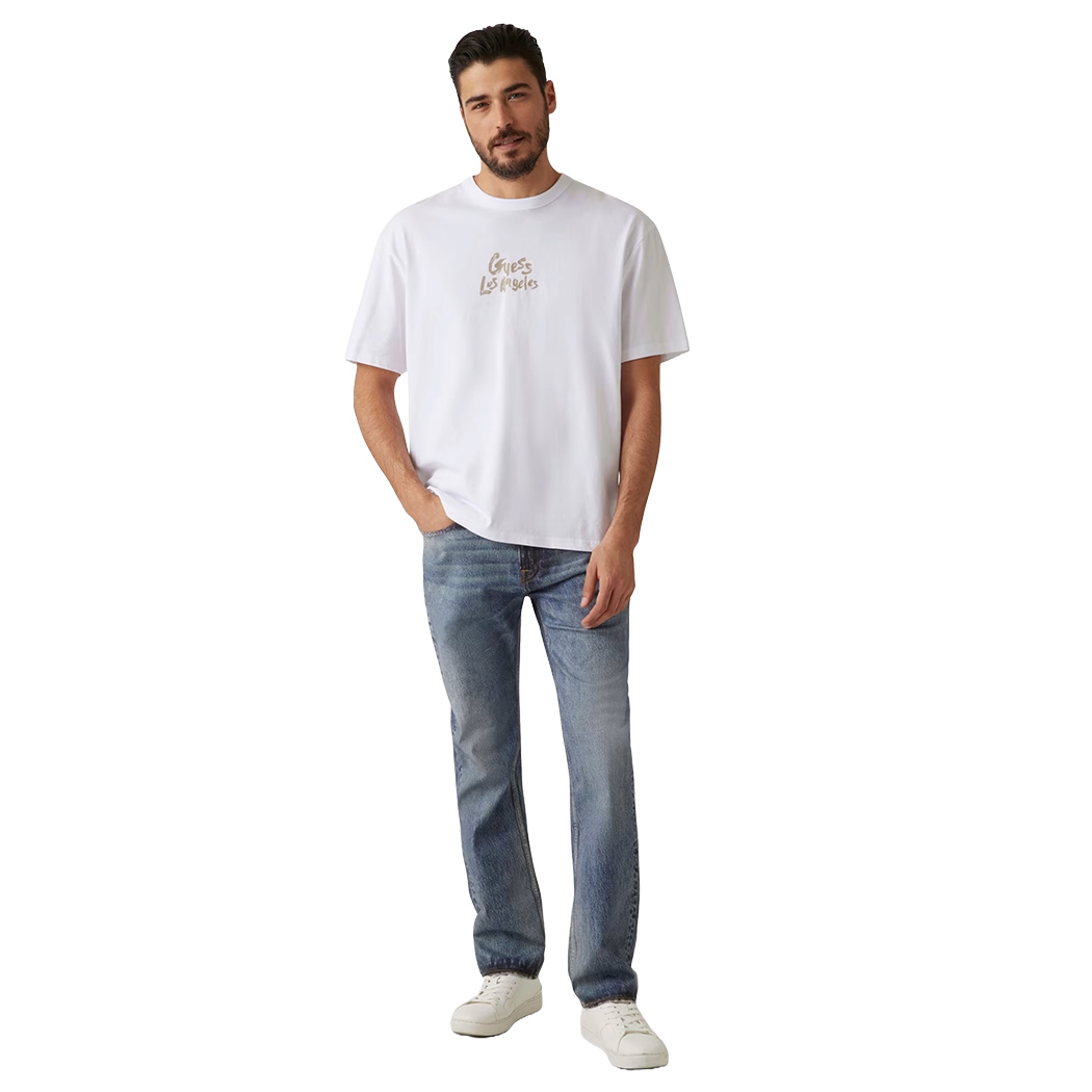 GUESS T-SHIRT UOMO MAGLIA COTONE OVERSIZE JERSEY LOGO FRONTALE M5GI13K8FQ4