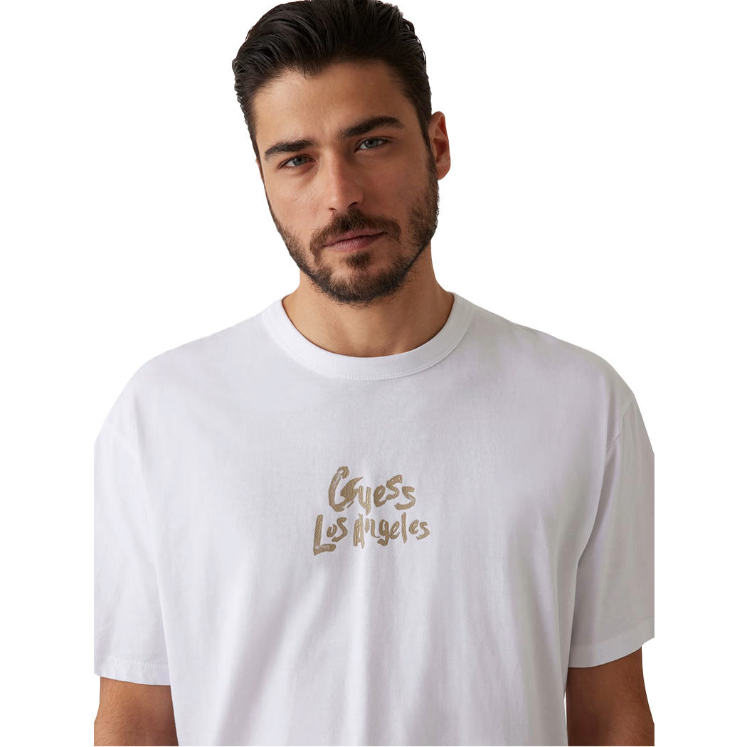 GUESS T-SHIRT UOMO MAGLIA COTONE OVERSIZE JERSEY LOGO FRONTALE M5GI13K8FQ4