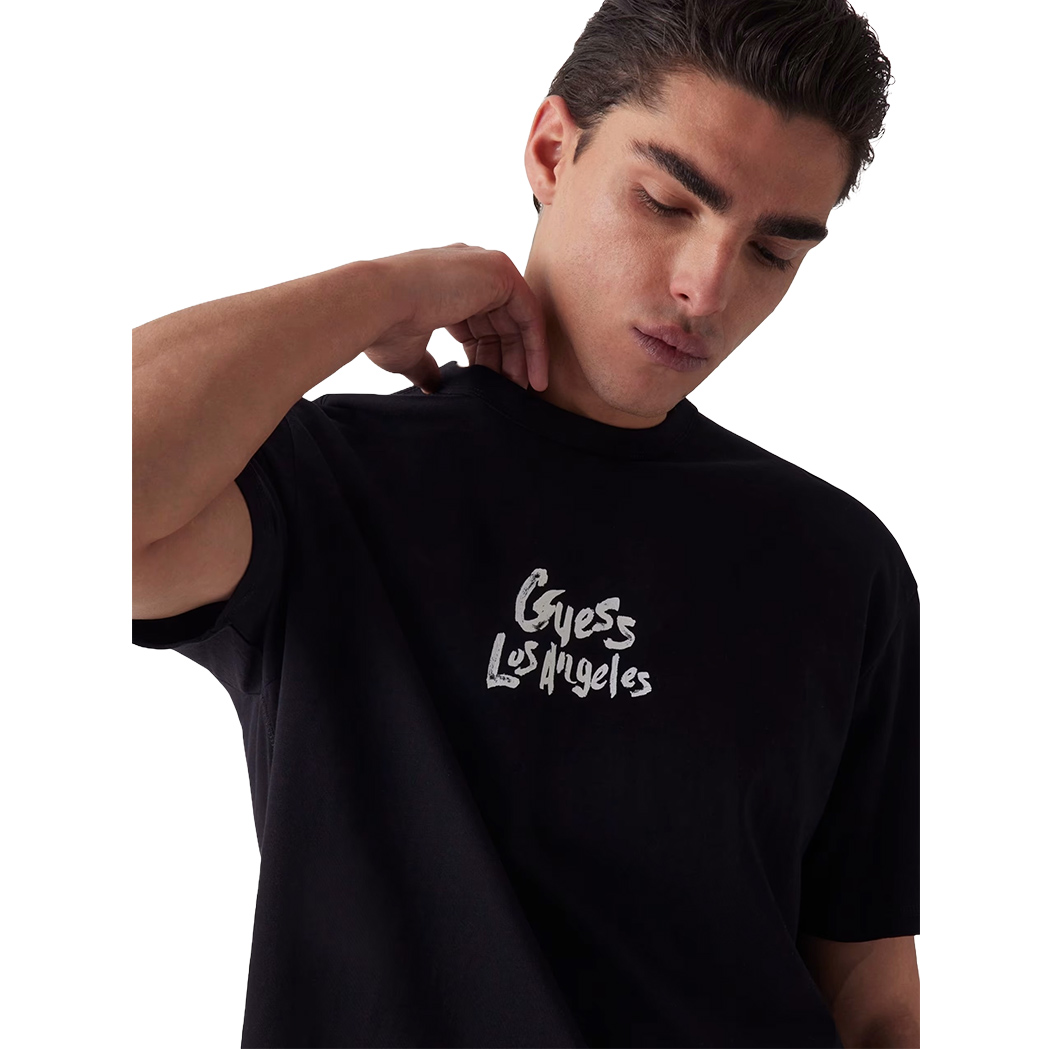 GUESS T-SHIRT UOMO MAGLIA COTONE OVERSIZE JERSEY LOGO FRONTALE M5GI13K8FQ4