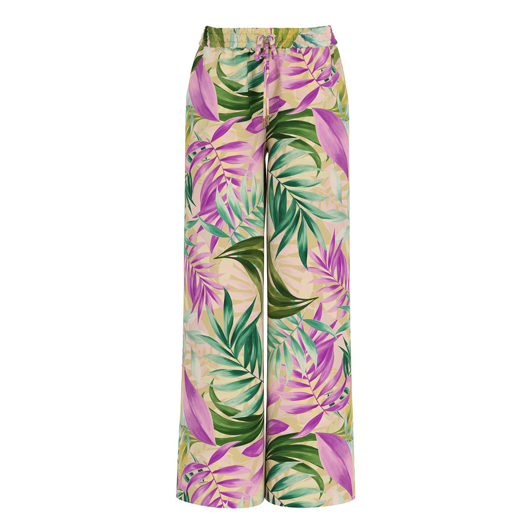 GUESS PANTALONI DONNA PALAZZO IN RASO STAMPA FLOREALE CON COULISSE W5GB11WH9C2