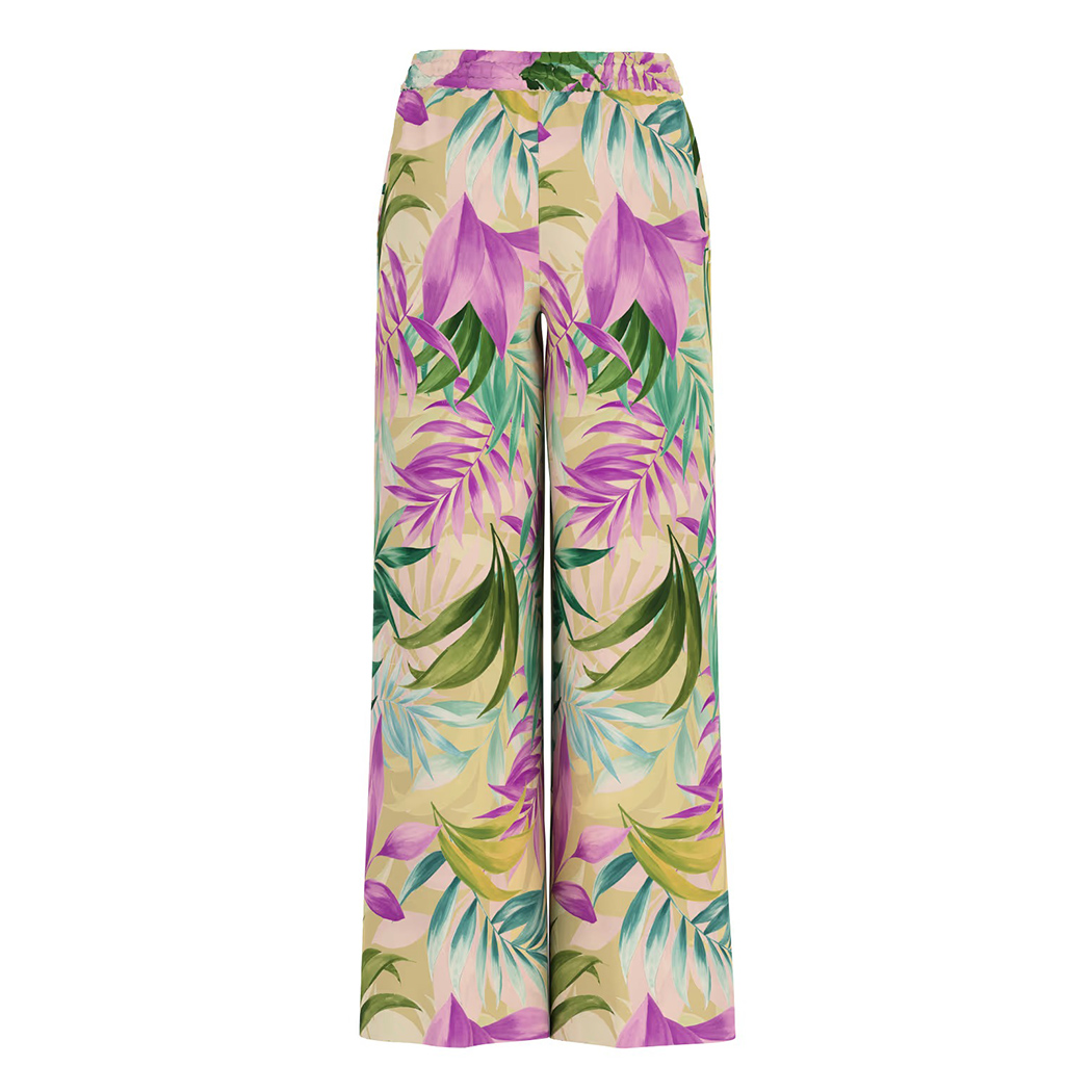 GUESS PANTALONI DONNA PALAZZO IN RASO STAMPA FLOREALE CON COULISSE W5GB11WH9C2