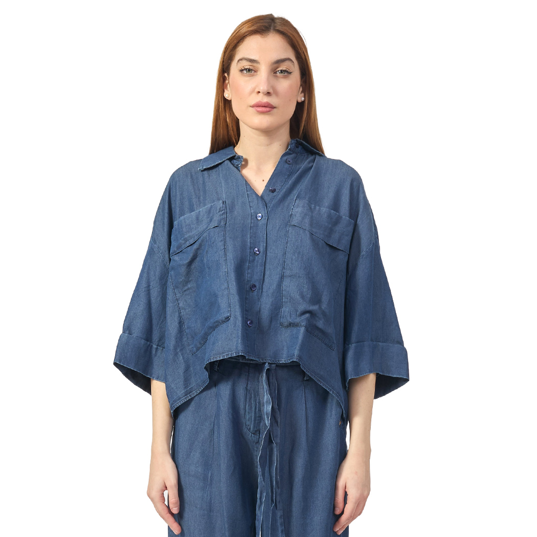 YES-ZEE CAMICIA GIACCA TASCHE APPLICATE T-SHIRT MAGLIA DONNA RAGAZZA G210/E600