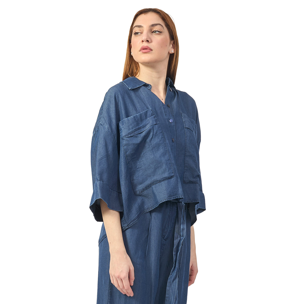 YES-ZEE CAMICIA GIACCA TASCHE APPLICATE T-SHIRT MAGLIA DONNA RAGAZZA G210/E600