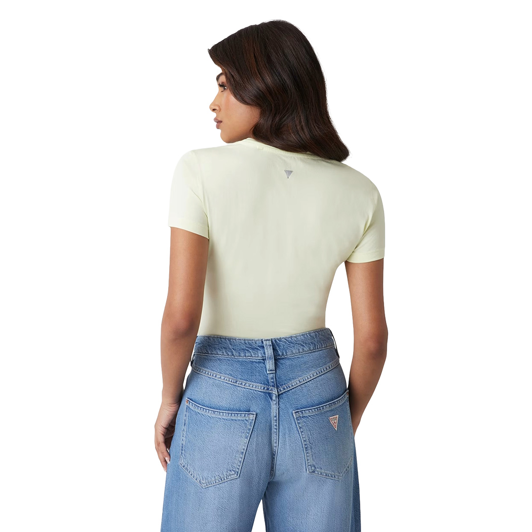 GUESS T-SHIRT MAGLIA SLIM MAGLIETTA DONNA LOGO FIORI STRASS W5GI07J1314