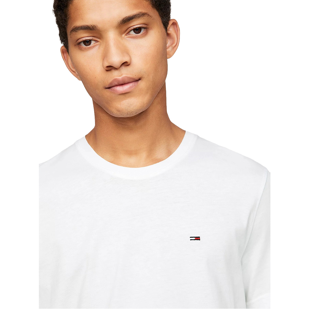 TOMMY JEANS T-SHIRT COTONE JERSEY UOMO SLIM FIT BANDIERINA RICAMATA DM0DM04411